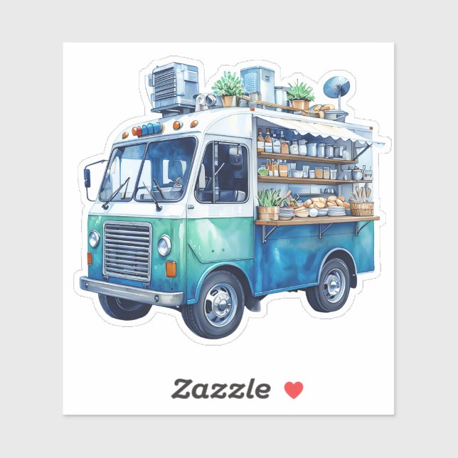 Pegatina Me encanta la camioneta de comida (Hoja)