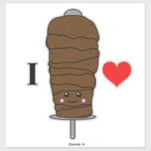 Pegatina Me encanta la comida Kebab Cute Kawaii