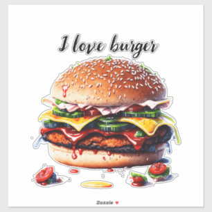 Pegatina Me encanta la hamburguesa