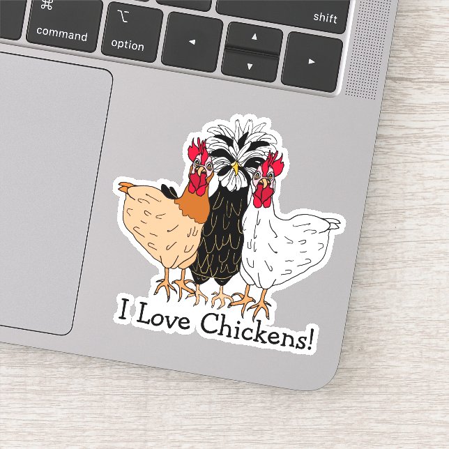 Pegatina Me encanta la mano de Personalizado de pollo (Detalle)
