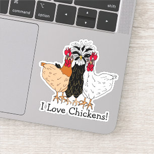Pegatina Me encanta la mano del Personalizado de pollo dibu