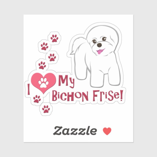 Pegatina ¡Me Encanta Mi Frisa Bichon! (Hoja)