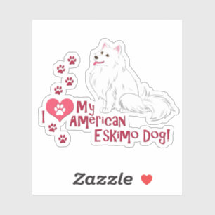 Pegatina ¡Me Encanta Mi Perro Eskimo Estadounidense!