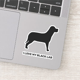 Pegatina Me encanta mi silueta de perro del laboratorio neg