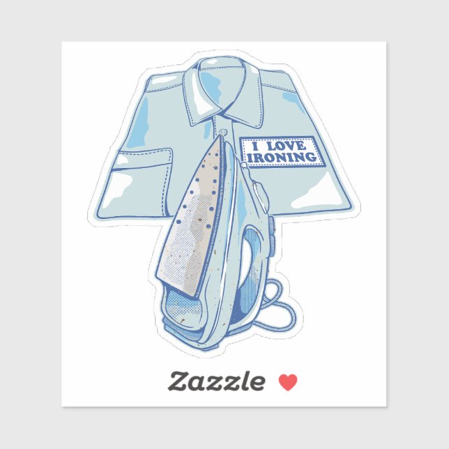 Pegatina Me encanta planchar hierro gracioso (Hoja)