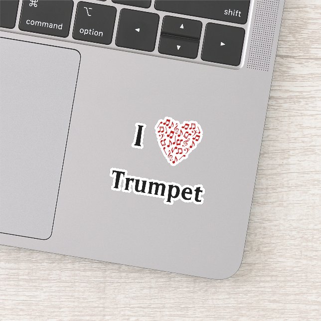 Pegatina Me encanta Trumpet Red Heart of Music Notes Vinyl (Detalle)