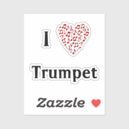 Pegatina Me encanta Trumpet Red Heart of Music Notes Vinyl