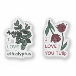 Pegatina ME ENCANTA Ucalyptus y TE AMO TUlip