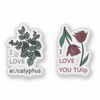 Pegatina ME ENCANTA Ucalyptus y TE AMO TUlip