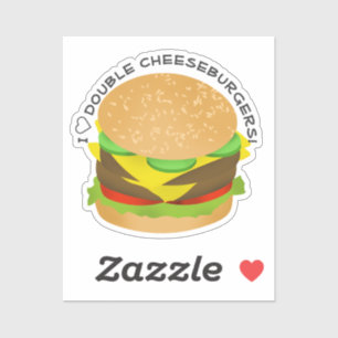 Pegatina Me encantan las hamburguesas dobles de queso
