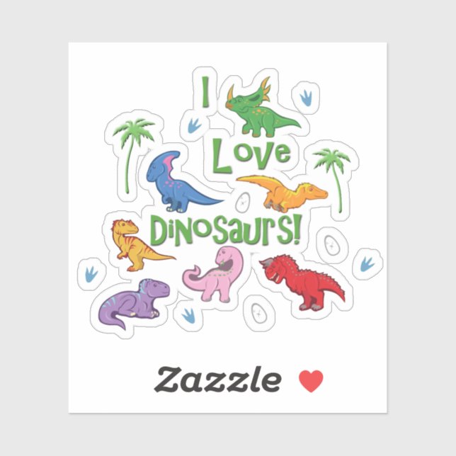 Pegatina Me encantan los dinosaurios (Cute) (Hoja)
