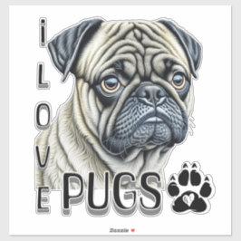 Pegatina Me encantan los Pugs | Propietarios de perros call