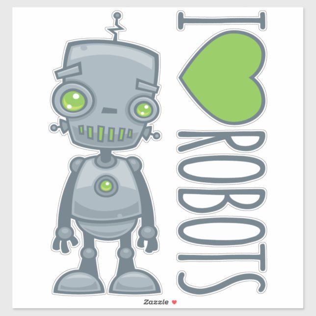 Pegatina Me encantan los robots (Hoja)