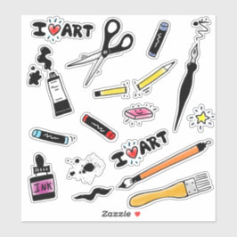 Pegatina Me encantan los suministros de arte