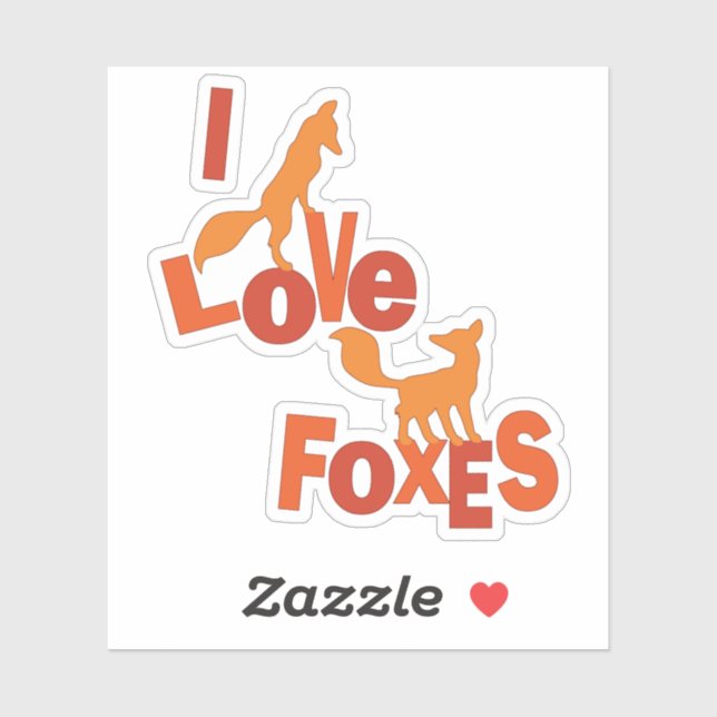 Pegatina Me encantan los zorros (Hoja)
