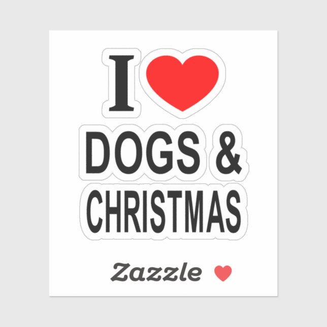 Pegatina Me ❤️ PERROS & NAVIDAD AMO PERROS & NAVIDAD Vinyl (Hoja)