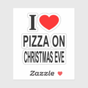 Pegatina Me ❤️ PIZZA EN NOCHEBUENA AMO PIZZA EN Vinilo