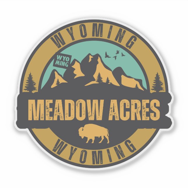 Pegatina Meadow Acres, Wyoming (Anverso)