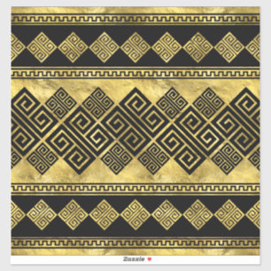 Pegatina Meander griego - Llave griega negra y oro