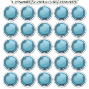 Pegatina Medalla de sello de papel de aluminio azul acua 3D