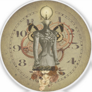 Pegatina Medallón de choque de busto femenino Steampunk