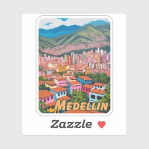 Pegatina Medellín Colombia Watercolor
