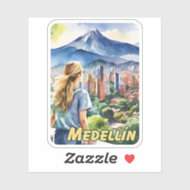 Pegatina Medellín Colombia Watercolor
