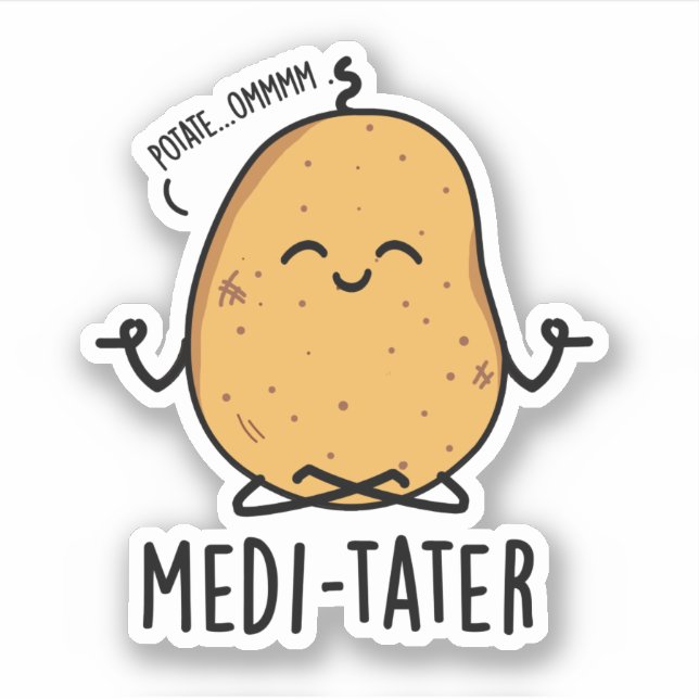 Pegatina Medi-tater Graciosa Meditación De Pun De Papa (Anverso)