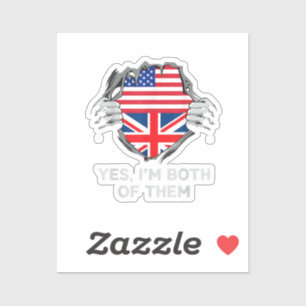 Pegatina Media estadounidense mitad británica bandera de In
