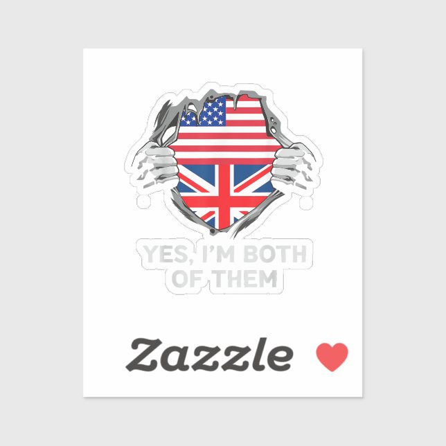 Pegatina Media estadounidense mitad británica bandera de In (Hoja)