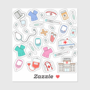 Pegatina Médico de enfermería trabajador del hospital de sa