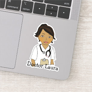 Pegatina Médico étnico personalizado, enfermera, cuidador