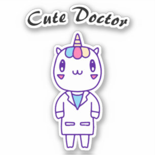 Pegatina Médico Unicornio Lindo – Estetoscopio divertido