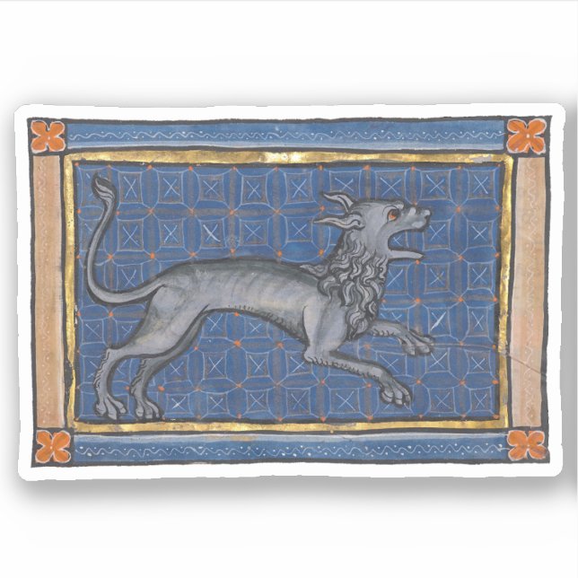 Pegatina Medieval Bestiary Hyena c. 1270 (Anverso)