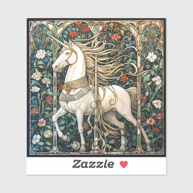Pegatina Medieval Unicorn - Suncatcher Window Cling Pegatin (Hoja)