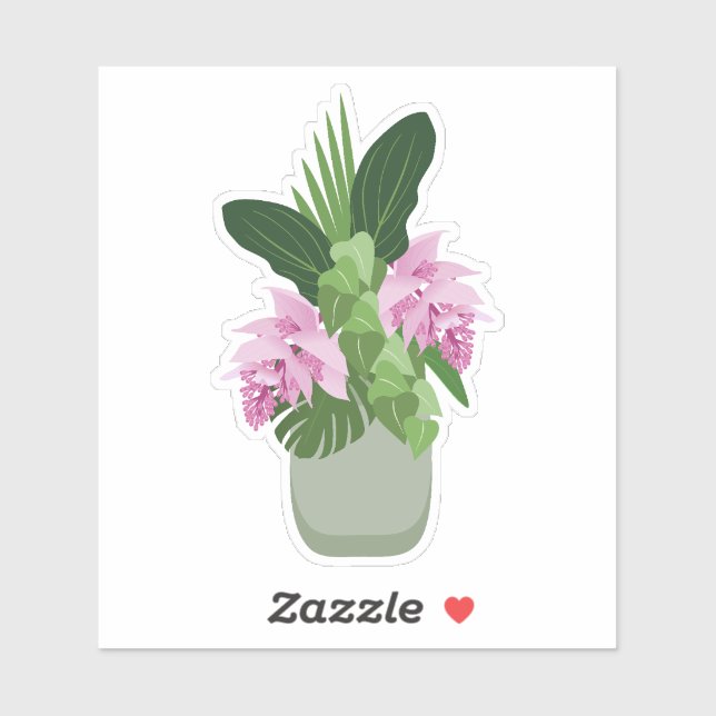 Pegatina Medinilla Tropical Flower Verde Vase (Hoja)