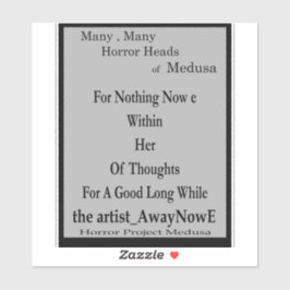 Pegatina Medusa 7MMHeads Phrases 2025 Horror Book Awaynowe