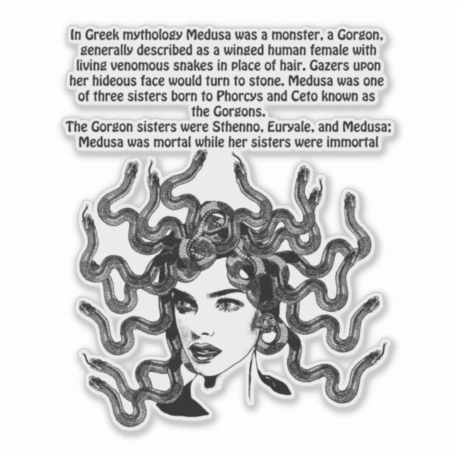 Pegatina Medusa Gorgon Arte de fantasía de mitología griega (Anverso)