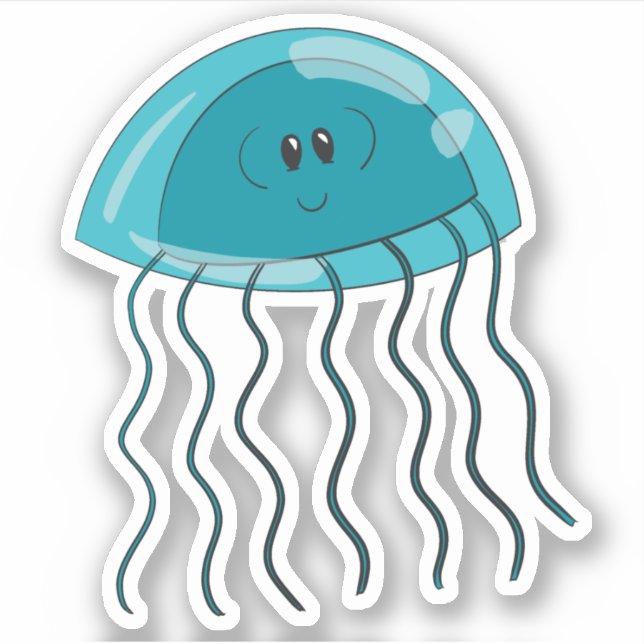 Pegatina medusas verde azuladas (Anverso)