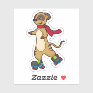 Pegatina Meerkat como patinador con patines
