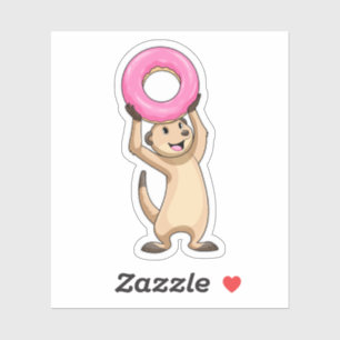 Pegatina Meerkat con Donut