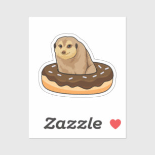 Pegatina Meerkat con Donut