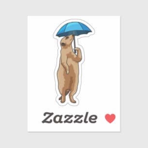 Pegatina Meerkat con paraguas