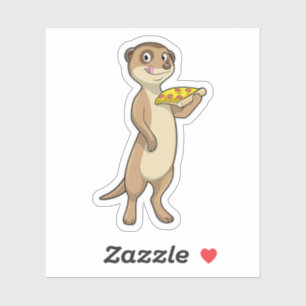 Pegatina Meerkat con pizza