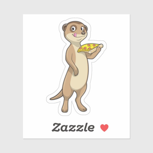 Pegatina Meerkat con pizza (Hoja)