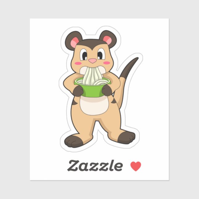 Pegatina Meerkat con Ramen (Hoja)