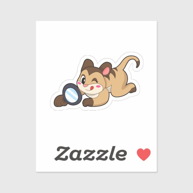 Pegatina Meerkat con vidrio de aumento (Hoja)