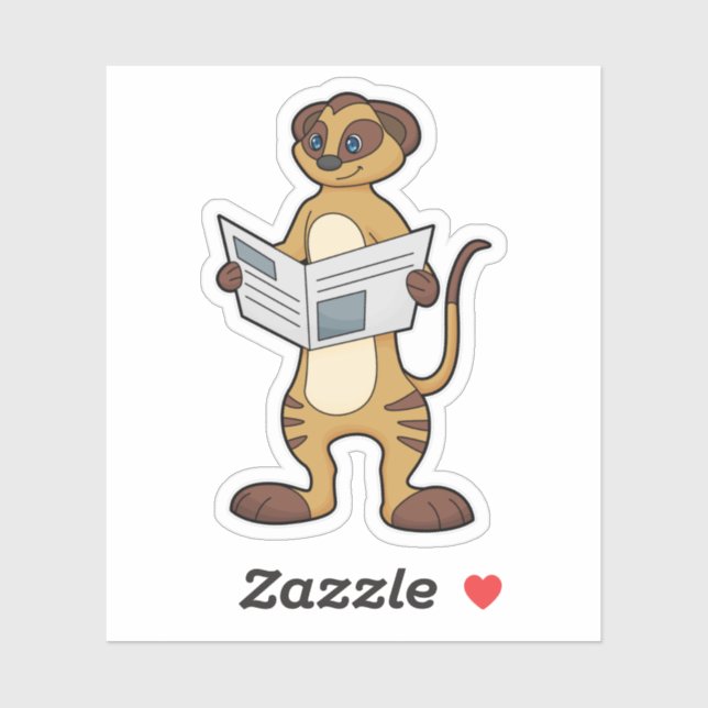 Pegatina Meerkat leyendo un periódico (Hoja)