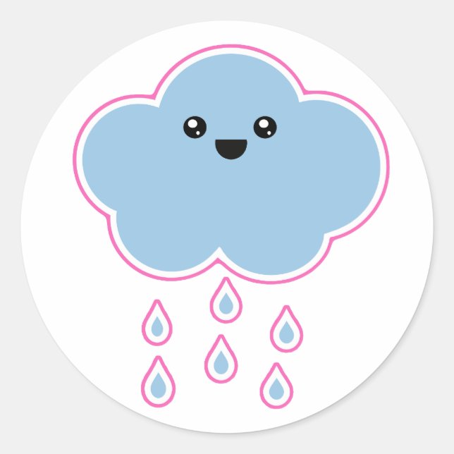 Pegatina mega de la llovizna de la nube de Kawaii (Anverso)