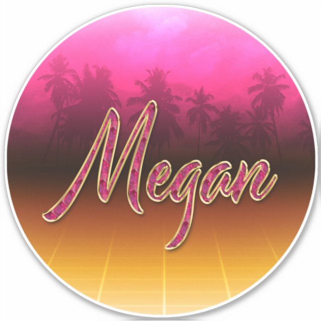 Pegatina Megan Vorname Name golden pink Aufkleber Sticker (Anverso)